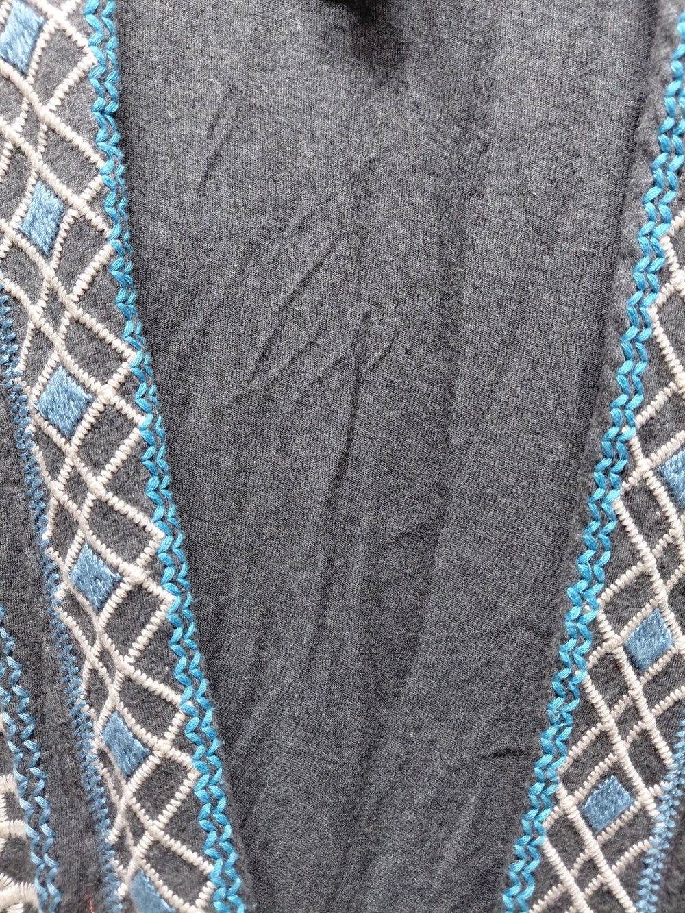 Embroidered Open Front Kimono Jacket in Charcoal & Teal #(C28) - Picture 5 of 9